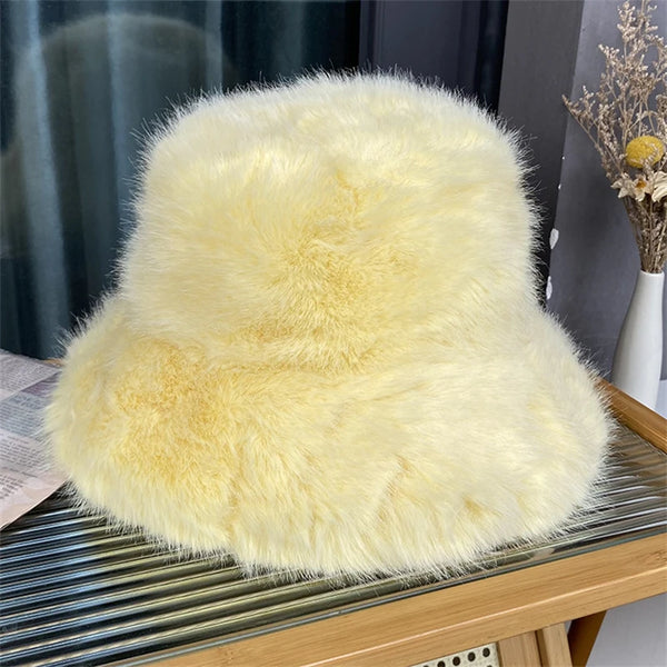Anty Faux Fur Bucket Hat Warm