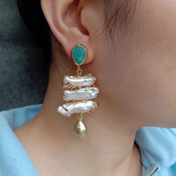 Jade pearl earrings