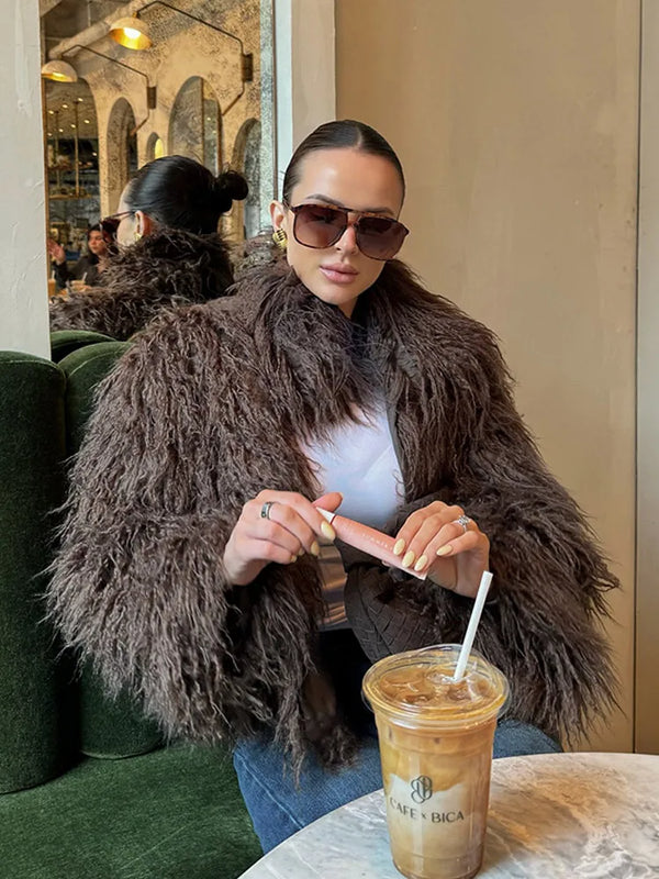 Short Coat Women Long Sleeve Turn Down