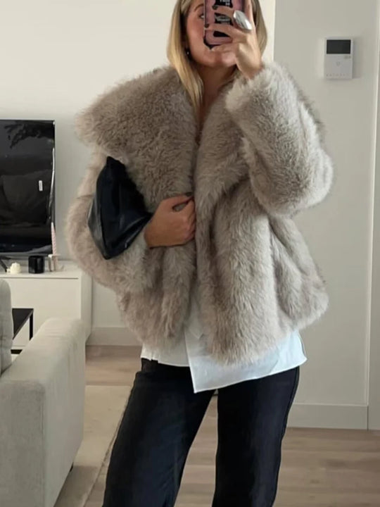 coats Autumn Fur Plush Fluffy