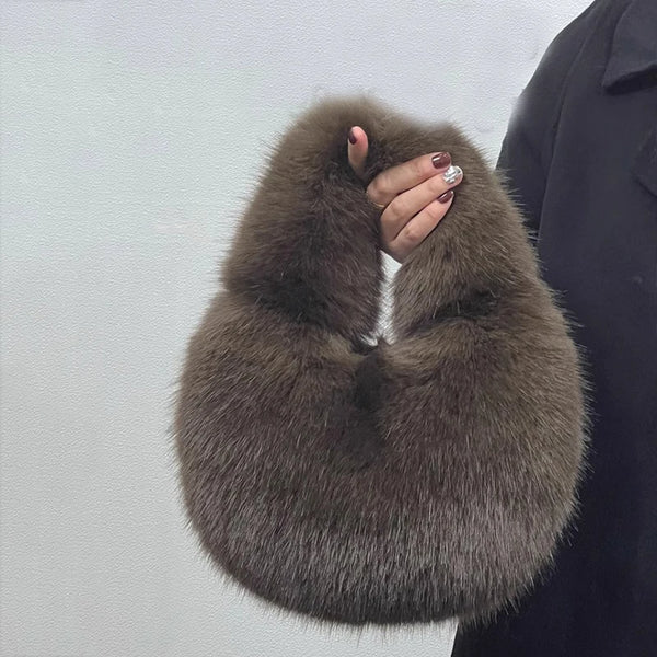 Lulu Luxury Soft Plush Half Moon Bag