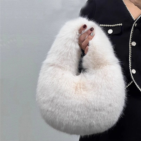 Lulu Luxury Soft Plush Half Moon Bag