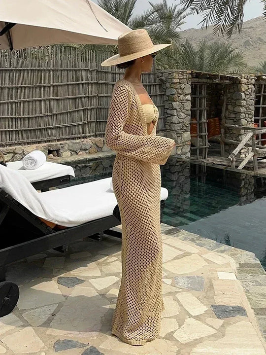 Bell Sleeve Knit Maxi Dress