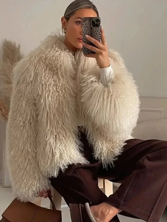 Short Coat Women Long Sleeve Turn Down