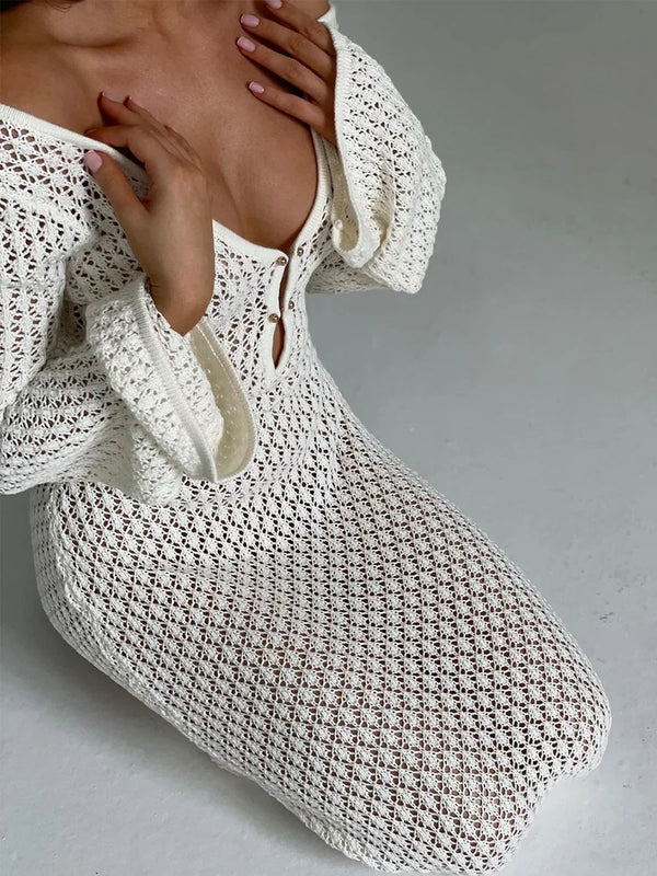 Ellison Long Sleeves Hollow Out maxi