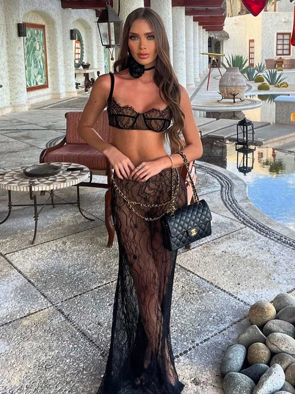 Cris Top Elegant And Transparent Maxi Female Skirt