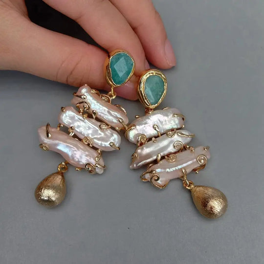 Jade pearl earrings