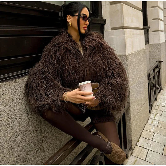 Short Coat Women Long Sleeve Turn Down