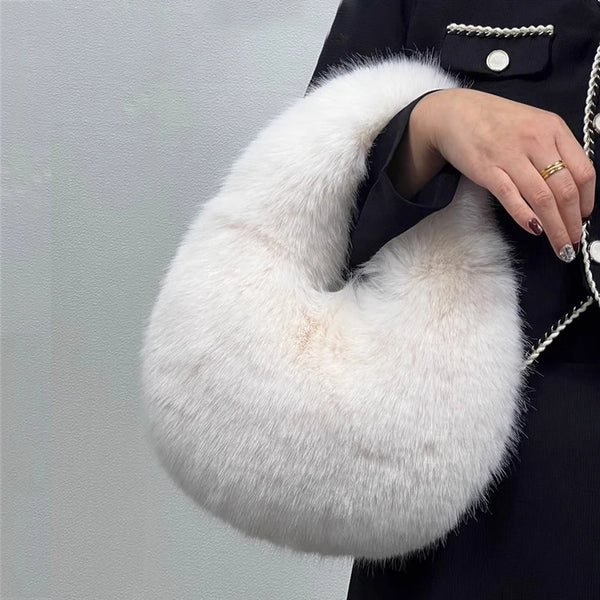 Lulu Luxury Soft Plush Half Moon Bag