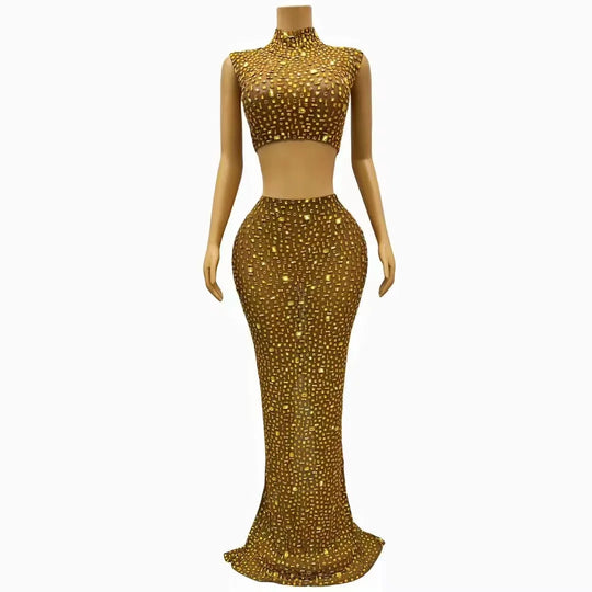 Siu  Crop Top Long Skirt 2 Pieces Set